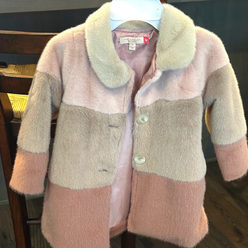 Pink Chicken Girls Faux Fur Coat